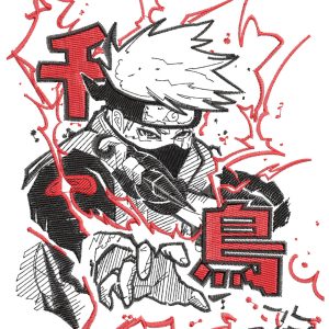 Anime Kakashi Action Sketch Embroidery Pattern