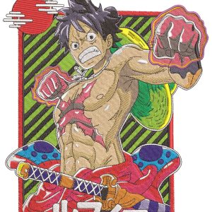 Anime Luffy Double Punch Windup Embroidery Pattern
