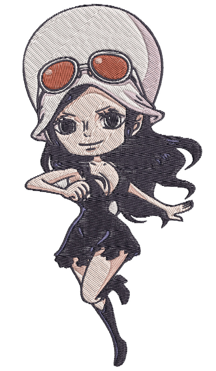 Anime One Piece Nico Robin Chibi Swing Embroidery Pattern